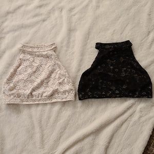 Set of 2 floral lace bikini tops